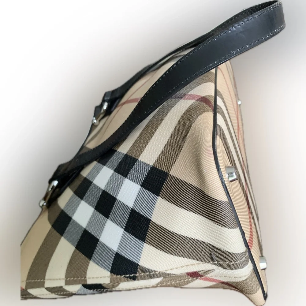 Burberry Nova Check Coated Canvas and Patent Leather Tote - Picture 8 of 13